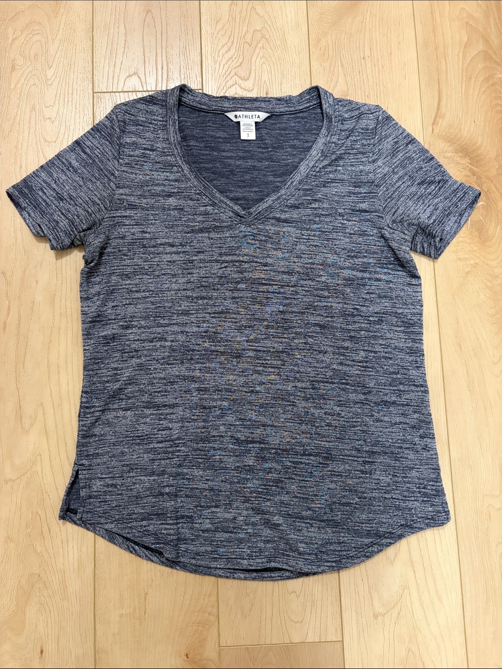 Athleta Breezy Scoop V-Neck Tee, Heathered Navy, sz S